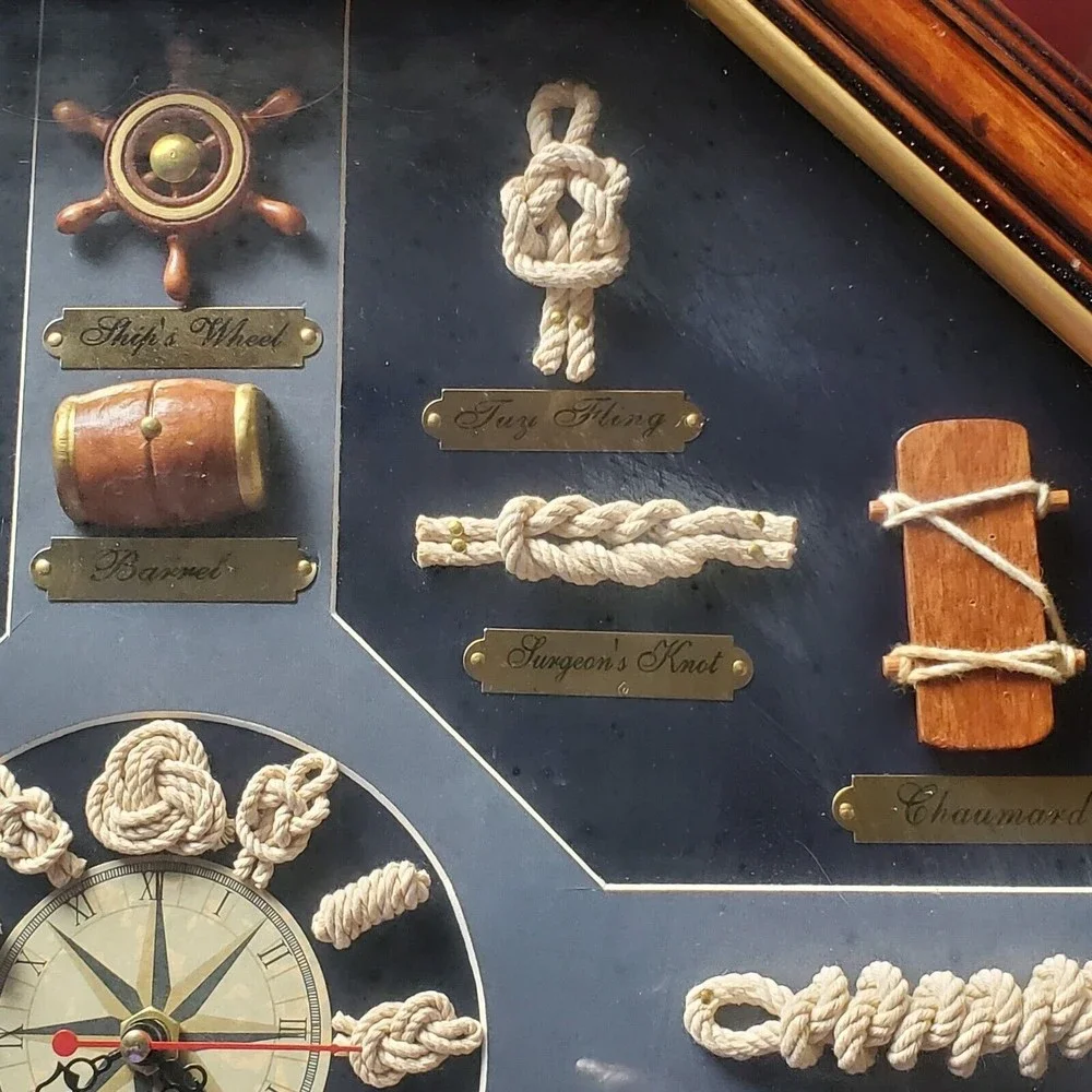 Decorative Wall Clock With Nautical Knots Wall Hanging 3D Shadow Box Ship Decor